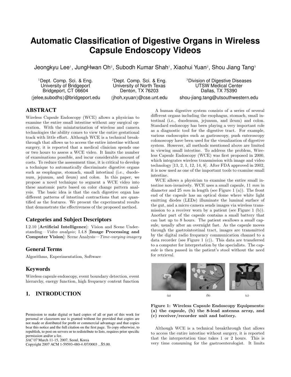 Automatic Classification of Digestive Organs in Wireless Capsule