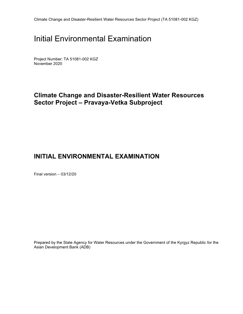 Initial Environmental Examination