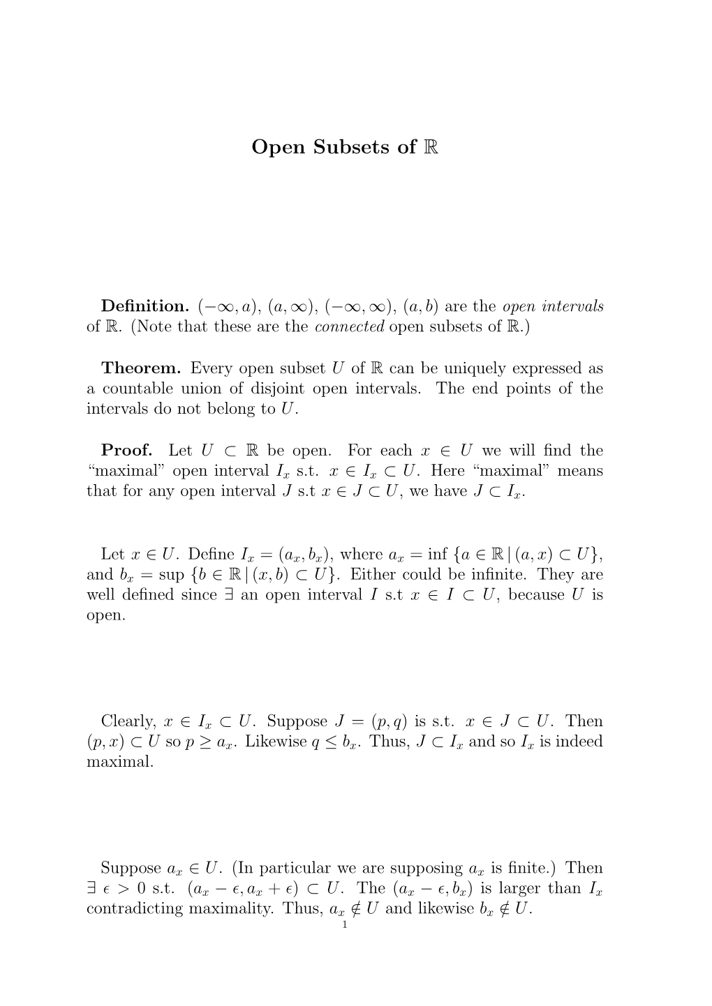 Open Subsets of R