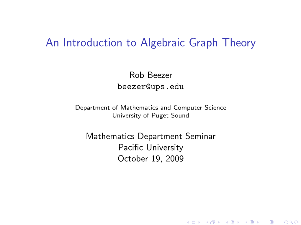 Algebraic Graph Theory