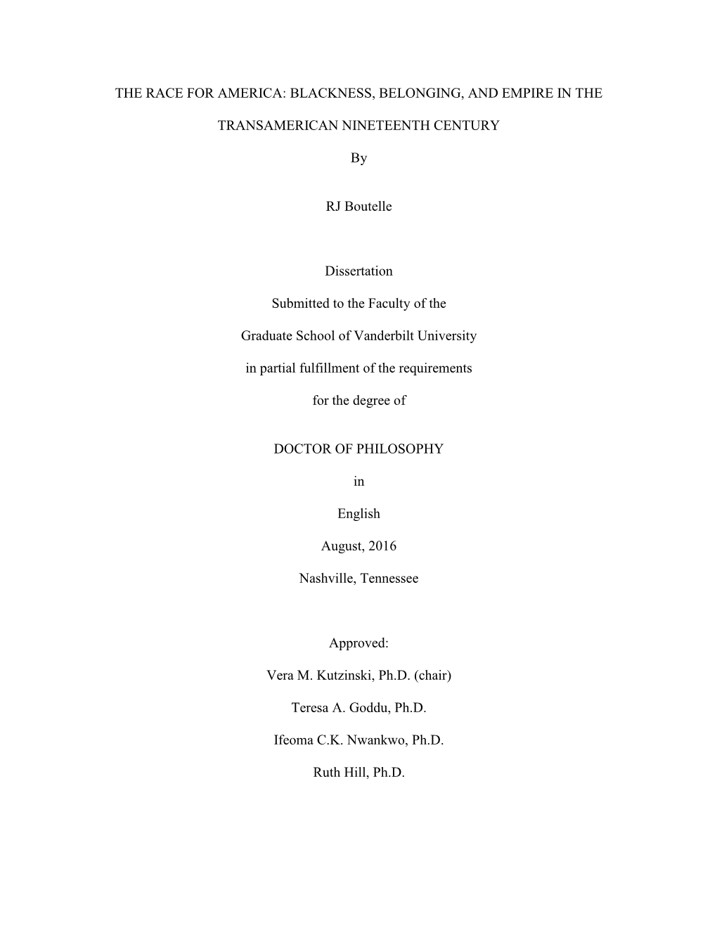 The Race for America: Blackness, Belonging, and Empire in The