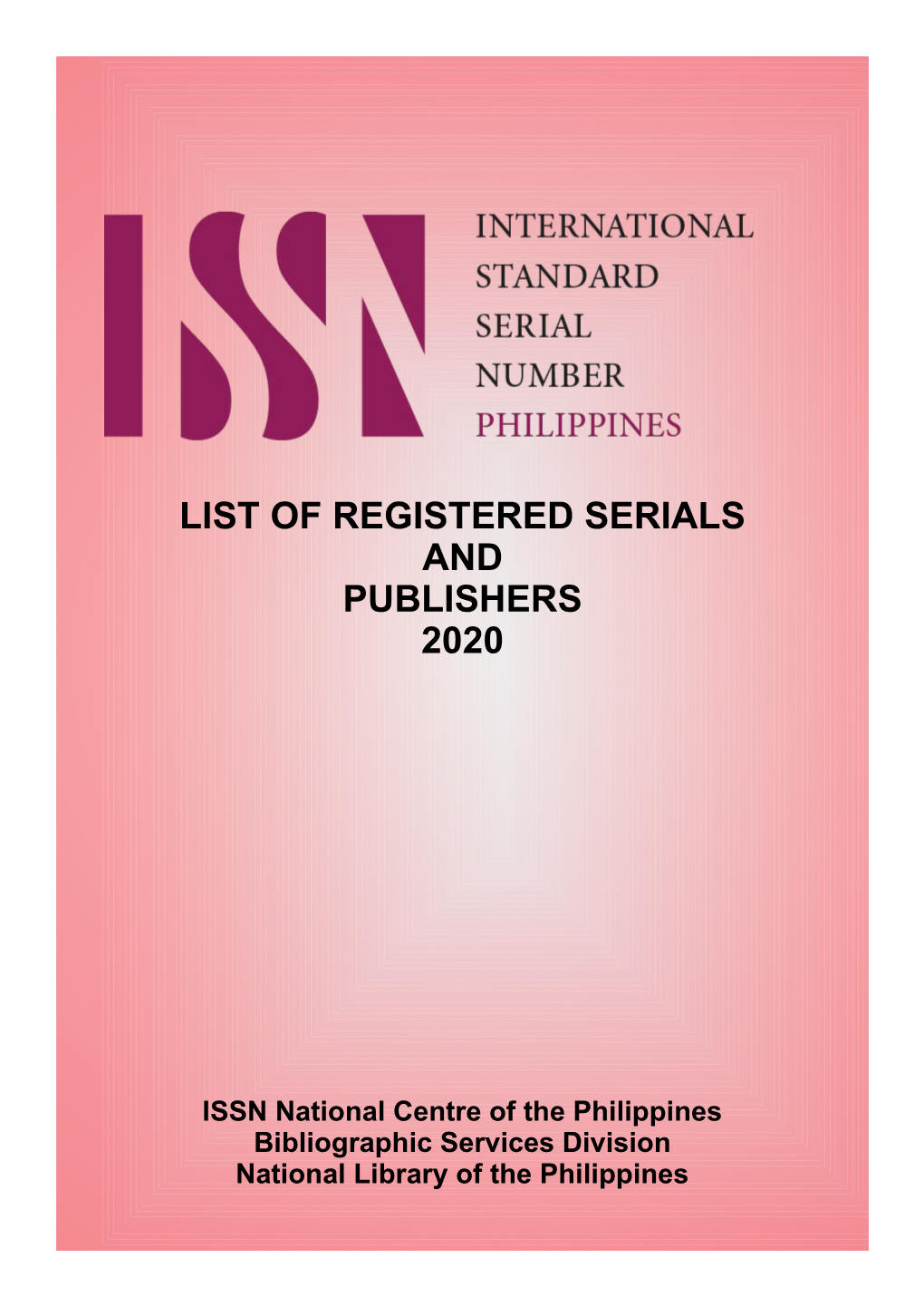 List of Registered Serials and Publishers 2020