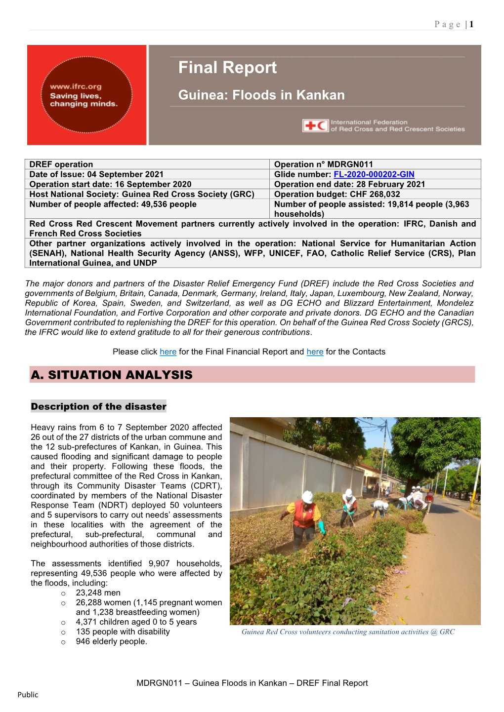 Final Report Guinea: Floods in Kankan