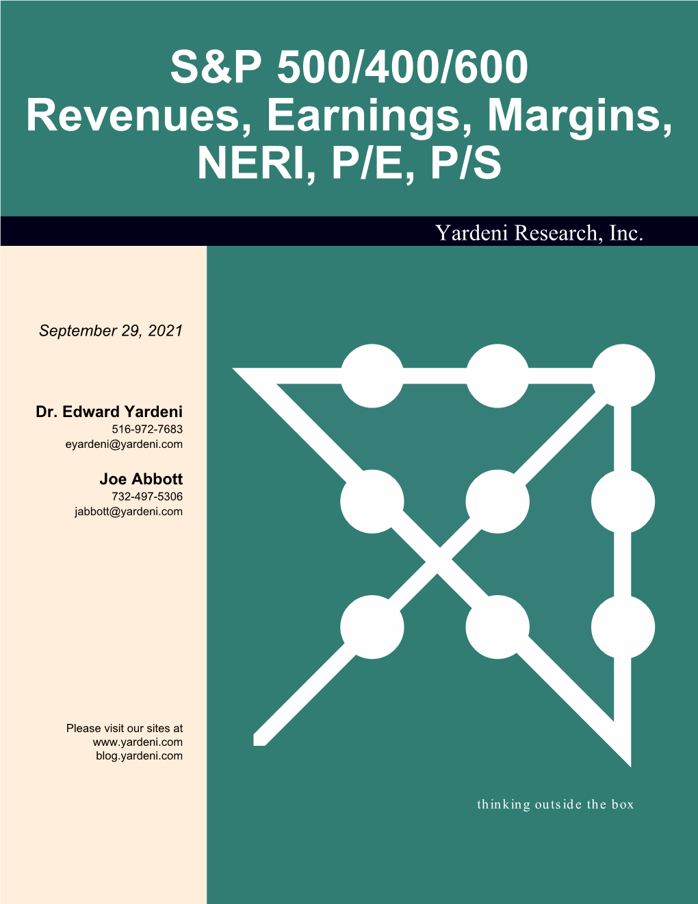 S&P 500/400/600 Revenues, Earnings, Margins, NERI, P/E