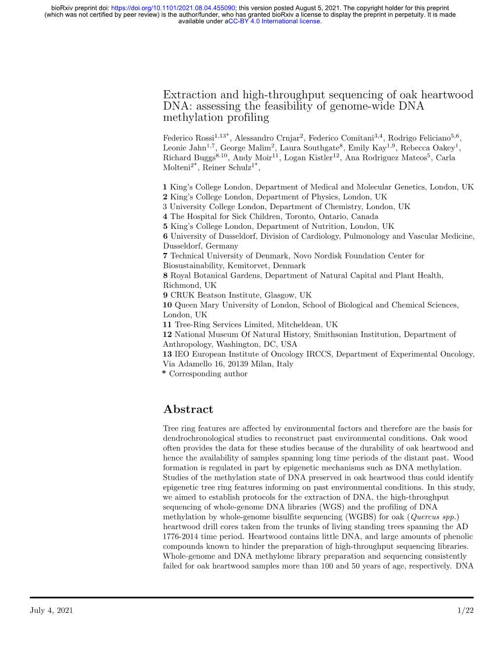 Assessing the Feasibility of Genome-Wide DNA Methylation Profiling