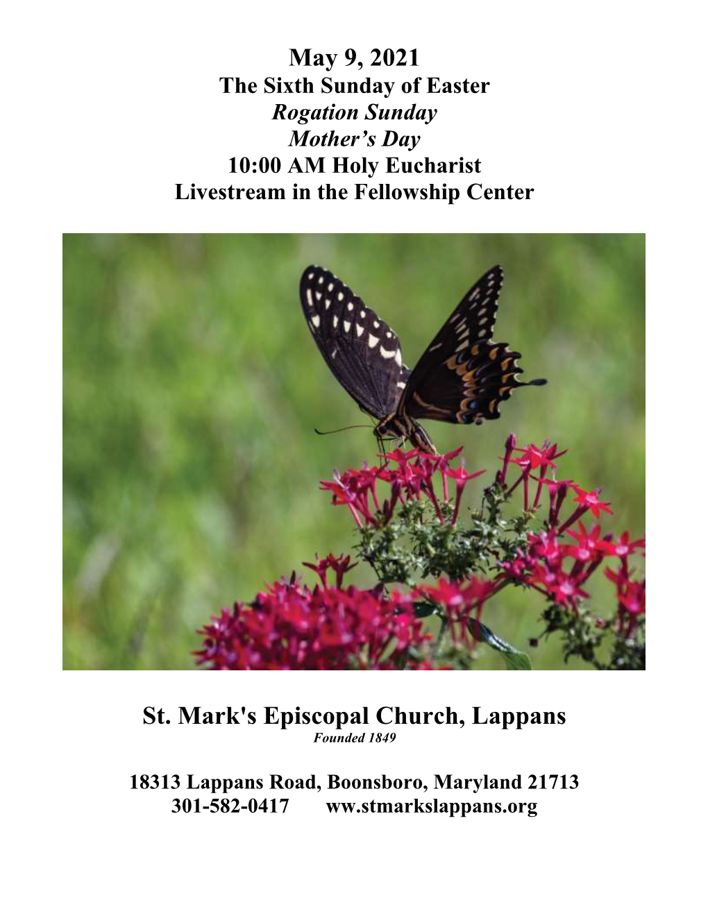 May 9, 2021 St. Mark's Episcopal Church, Lappans