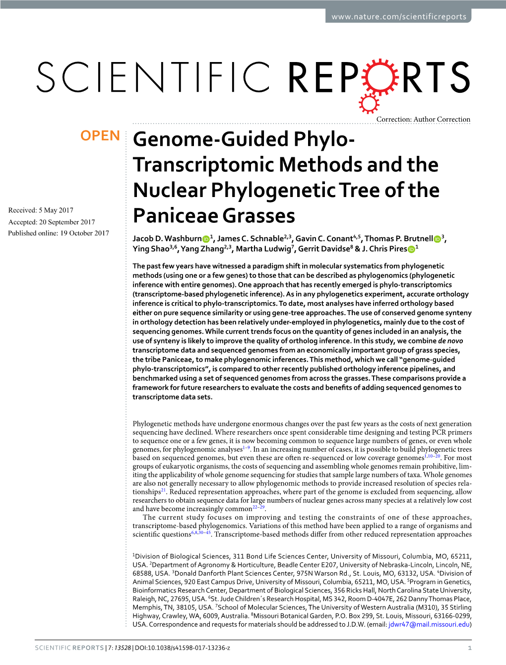 Genome-Guided Phylo-Transcriptomic Methods and the Nuclear Phylogenetic Tree of the Paniceae Grasses