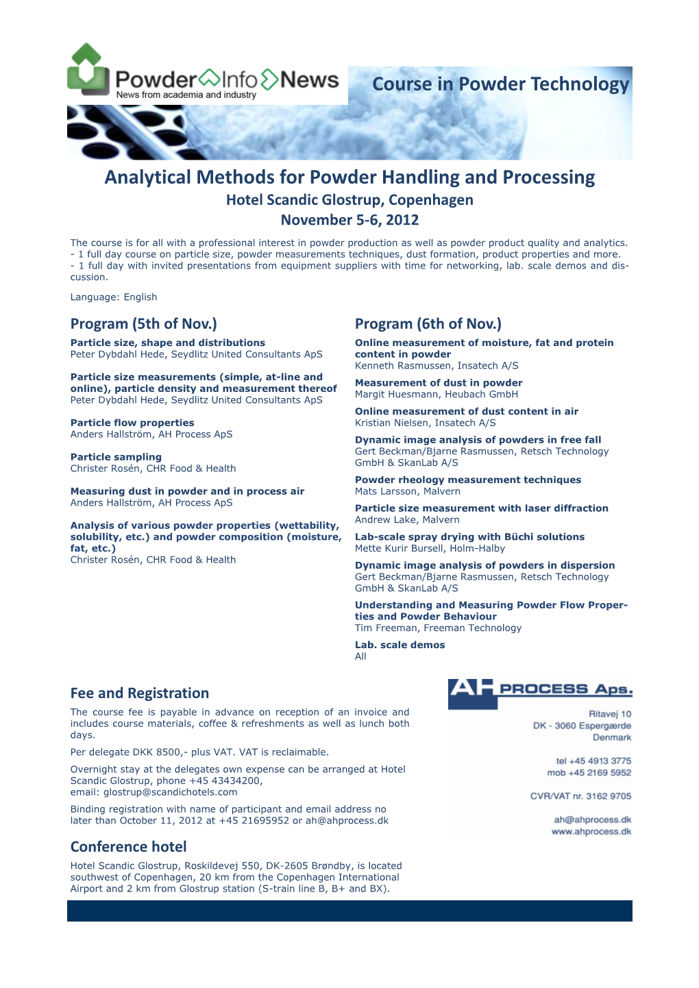 Course in Powder Technology Analytical Methods for Powder