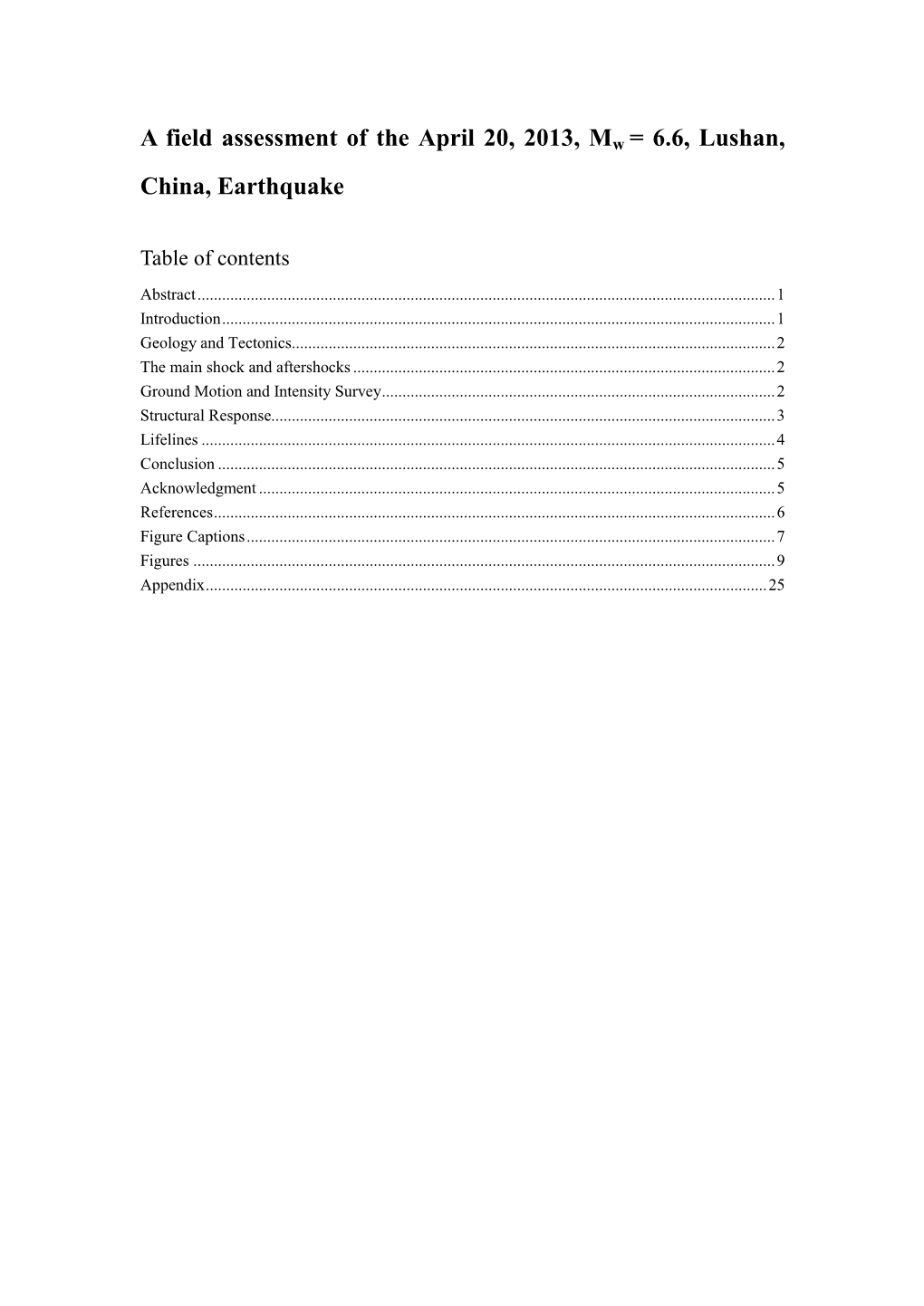 Table of Contents