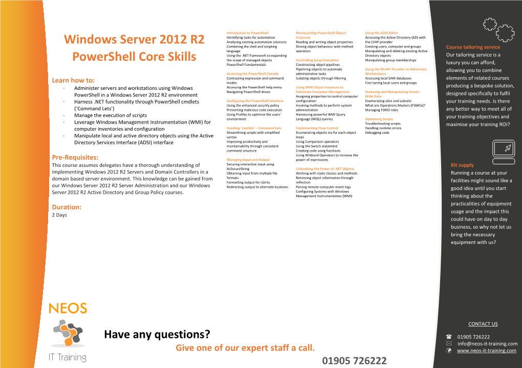 Windows Server 2012 R2 Powershell Core Skills