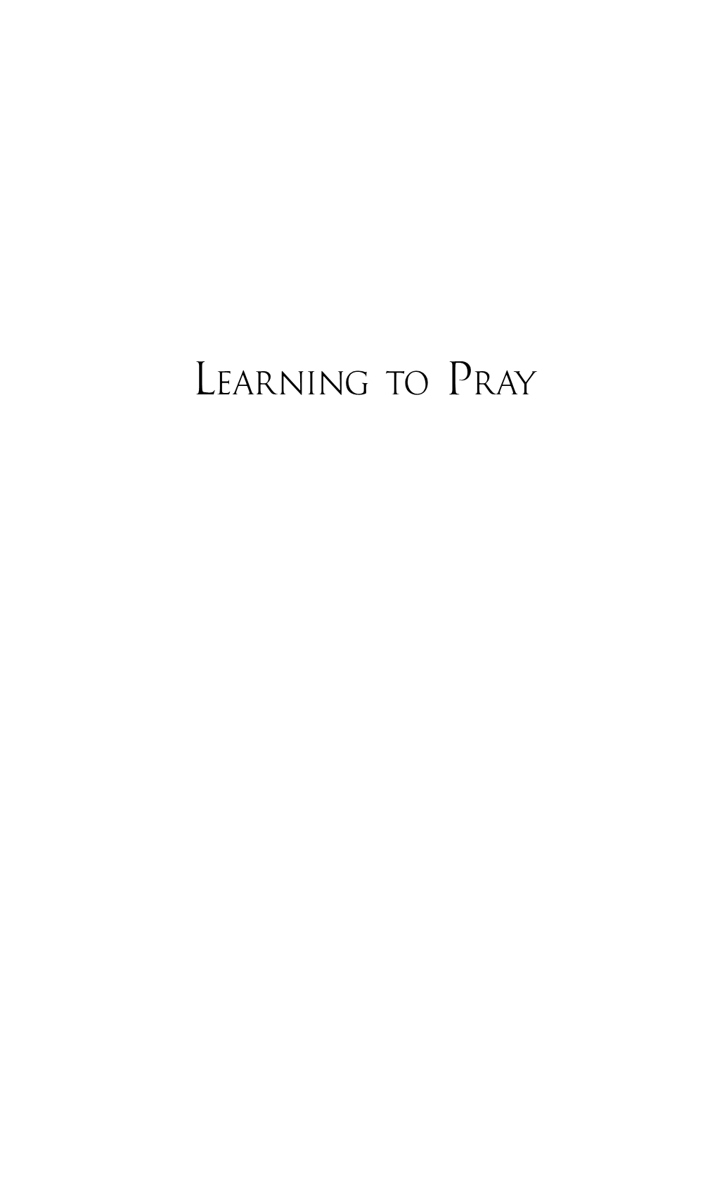 Learning to Pray 