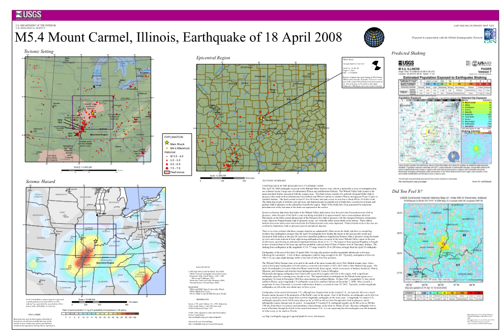 M5.4 Mount Carmel, Illinois, Earthquake of 18 April 2008