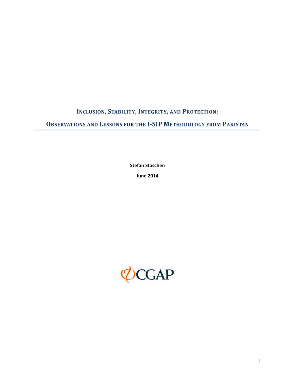 Observations and Lessons for the I-Sip Methodology from Pakistan