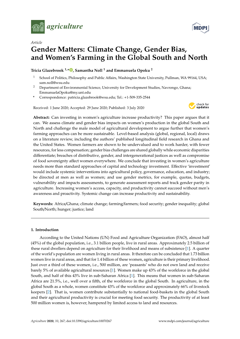 Climate Change, Gender Bias, and Women's Farming in the Global