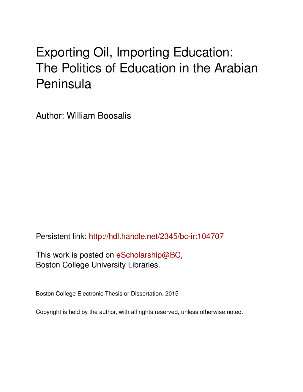 The Politics of Education in the Arabian Peninsula