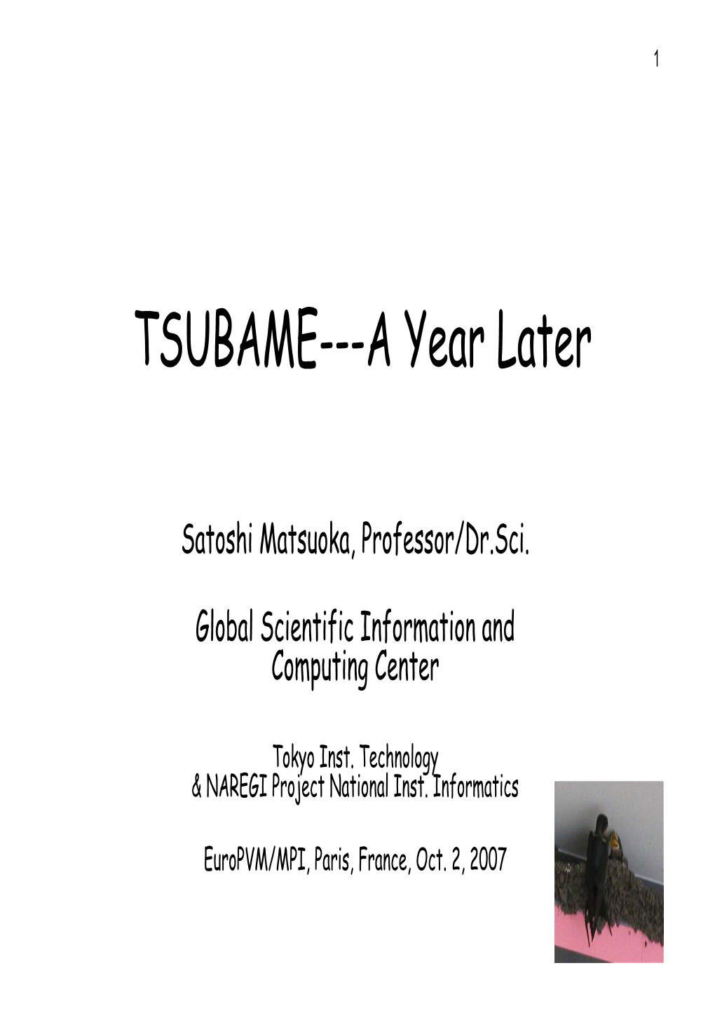 TSUBAME---A Year Later