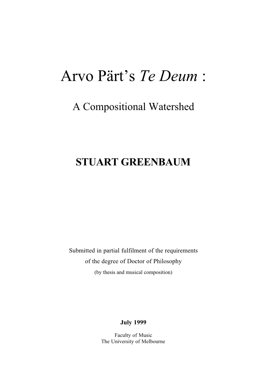 Arvo Pärt's Te Deum