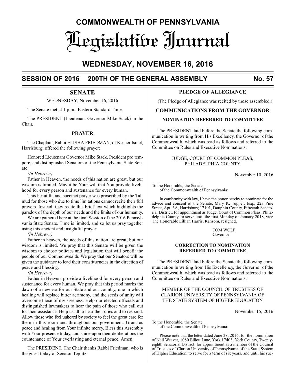 Legislative Journal