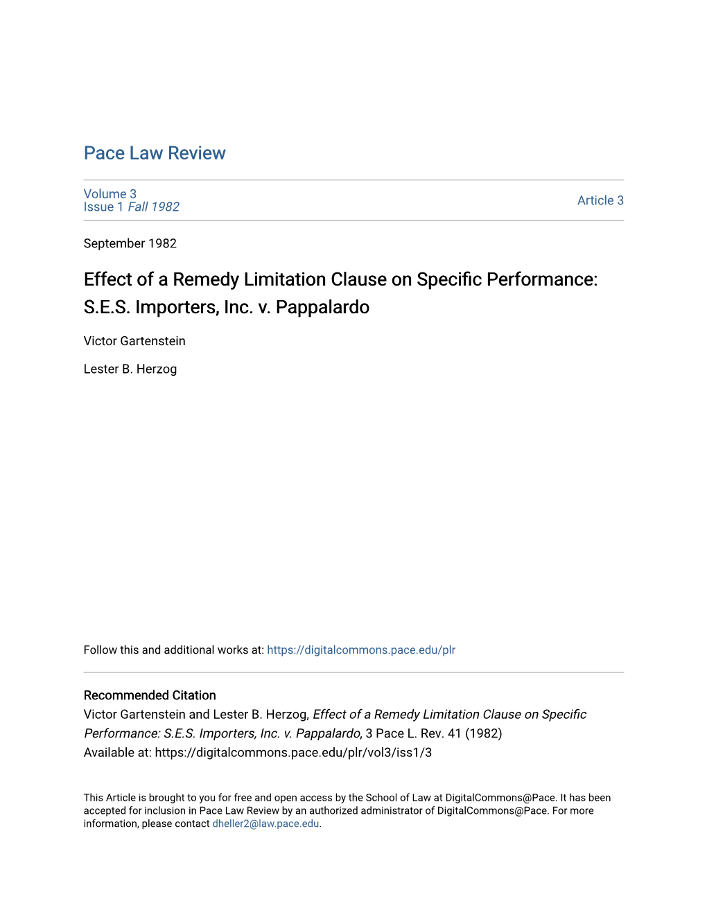 Effect of a Remedy Limitation Clause on Specific Performance: S.E.S