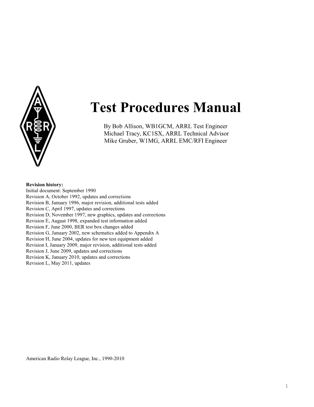 Test Procedures Manual