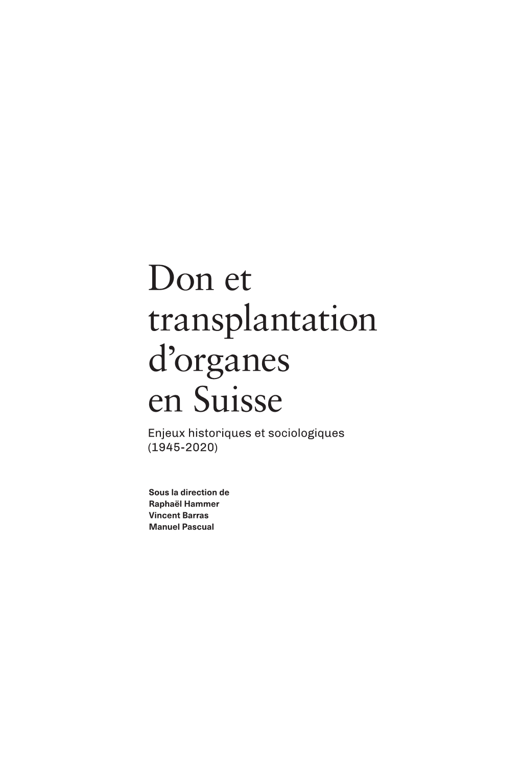Don Et Transplantation D'organes En Suisse