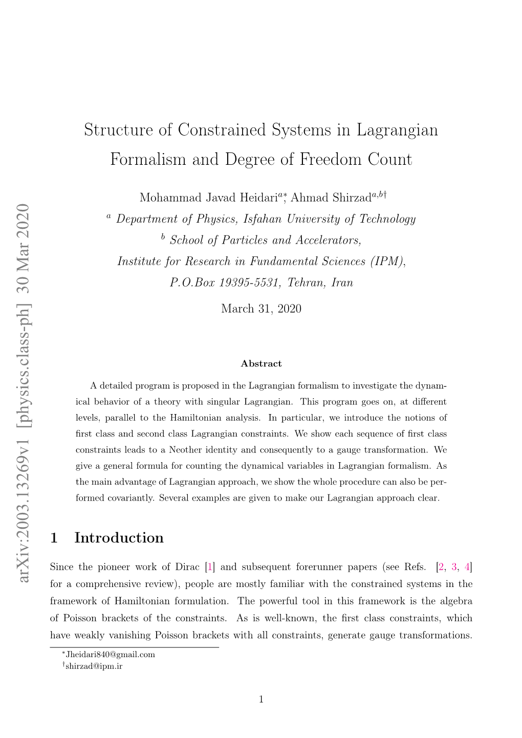 Structure of Constrained Systems in Lagrangian Formalism and Degree of Freedom Count