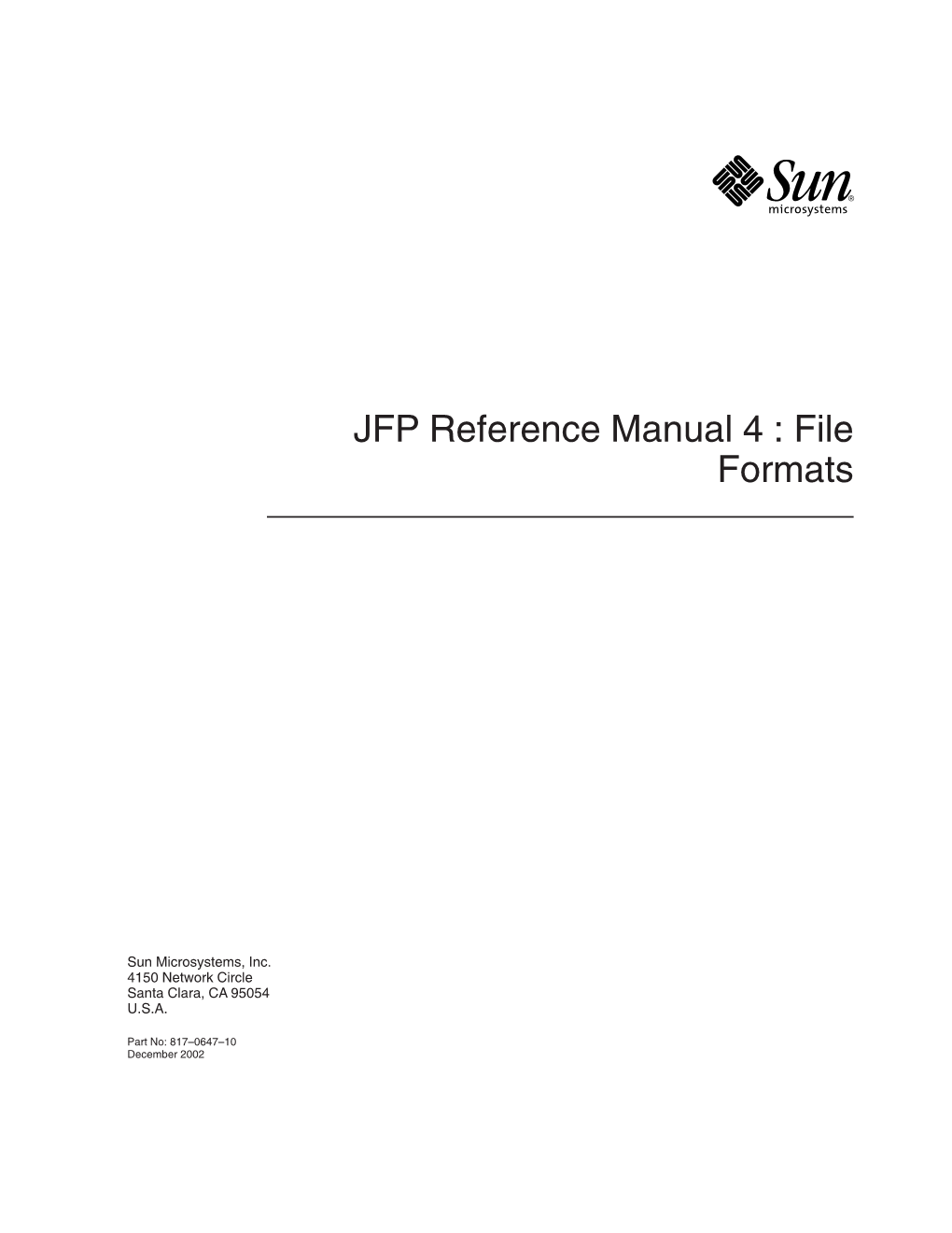 JFP Reference Manual 4 : File Formats