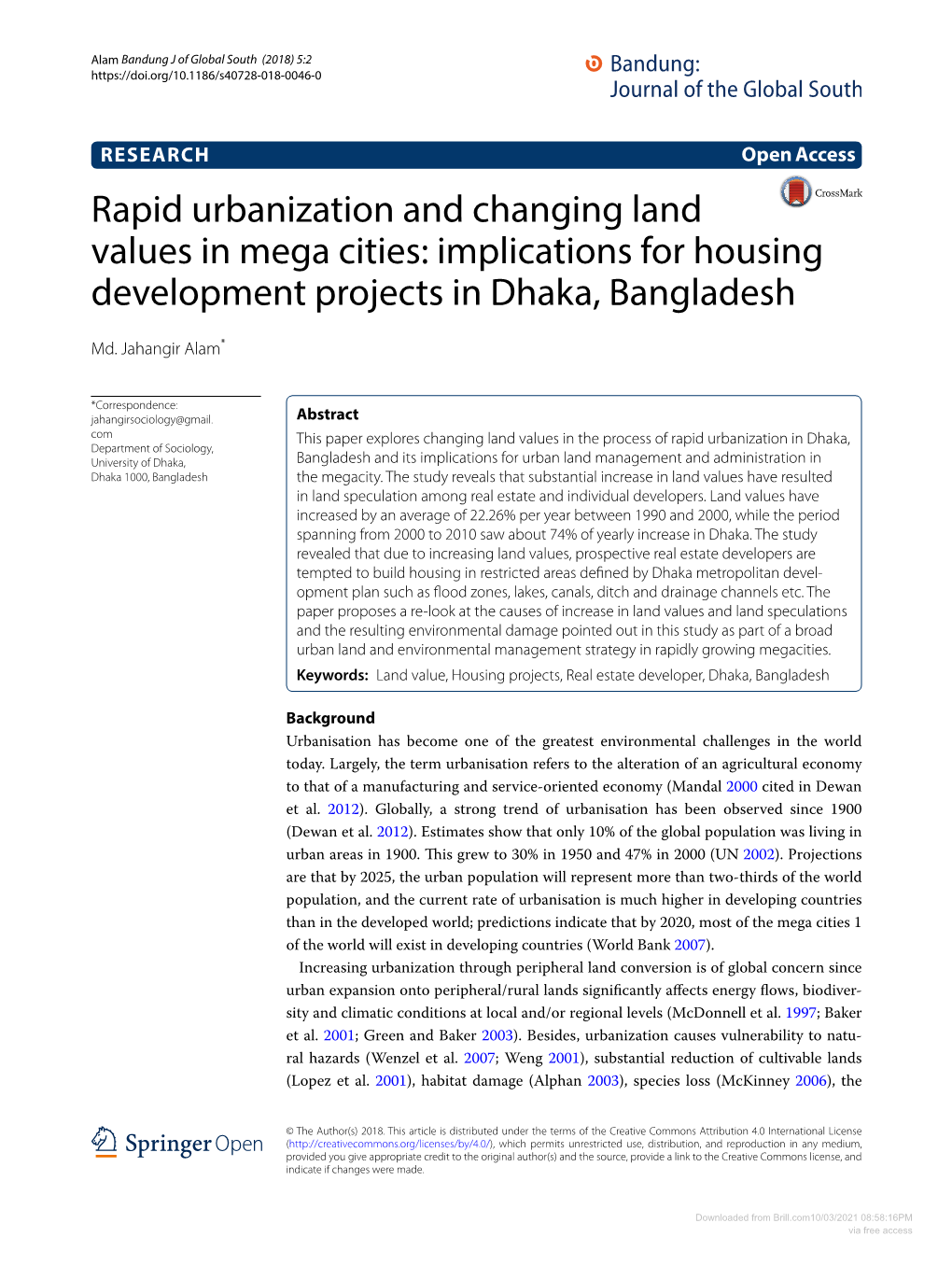 Implications for Housing Development Projects in Dhaka, Bangladesh