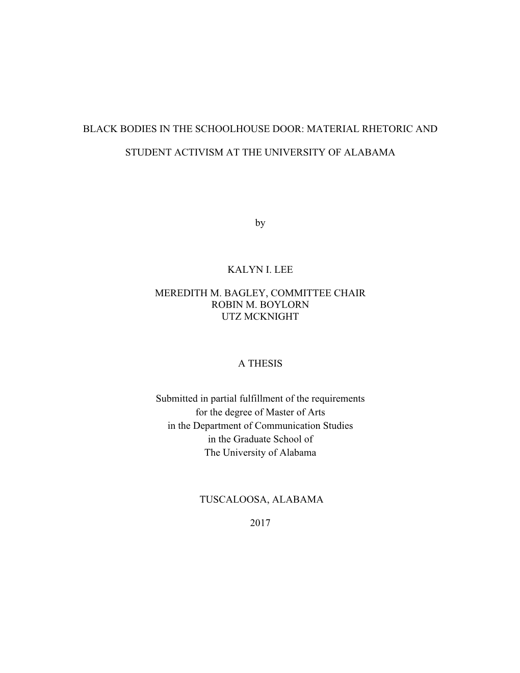 Black Bodies in the Schoolhouse Door: Material Rhetoric And