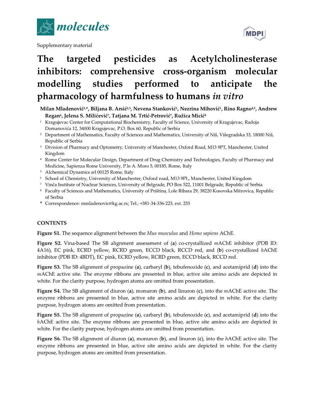 The Targeted Pesticides As Acetylcholinesterase Inhibitors