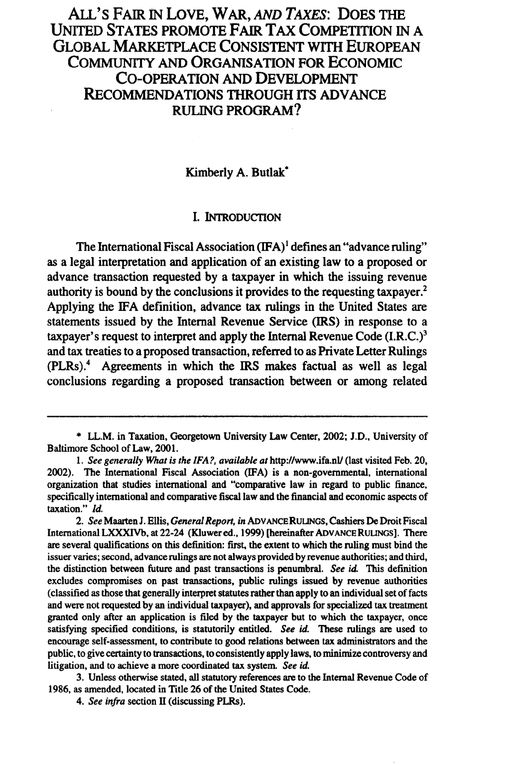 Does the United States Promote Fair Tax Competition in a Global Marketplace Consistent W