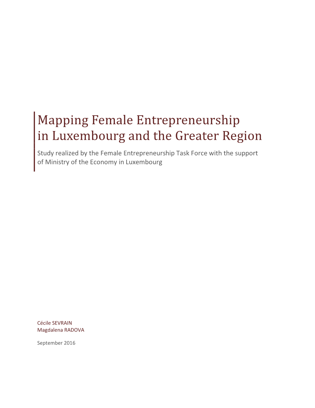Mapping Female Entrepreneurship in Luxembourg and the Greater Region
