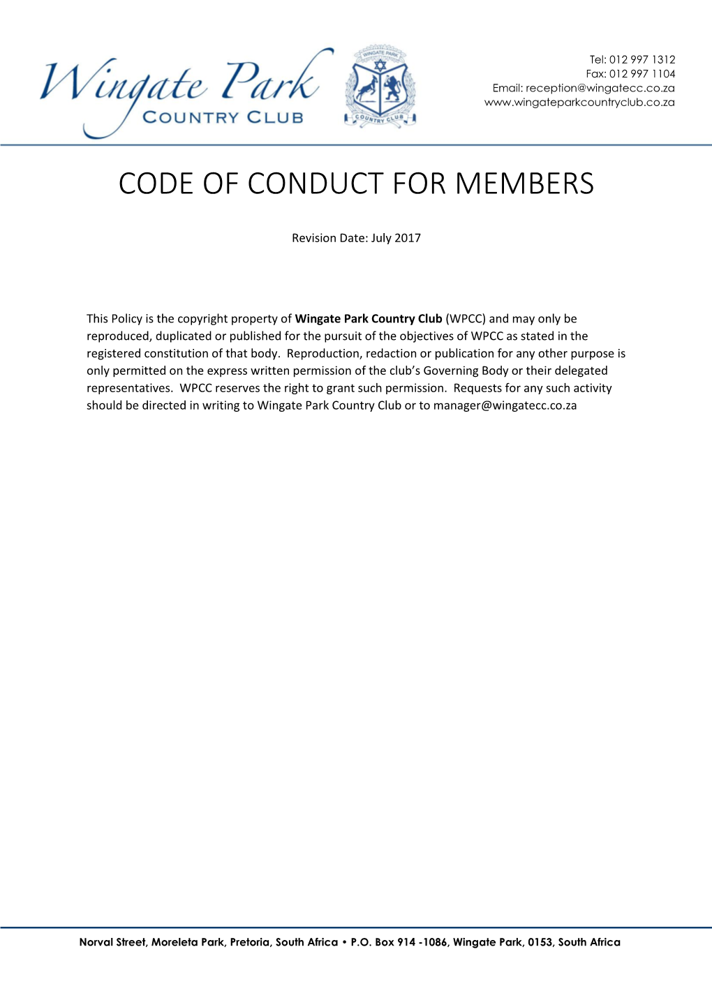 Code of Conduct for Members