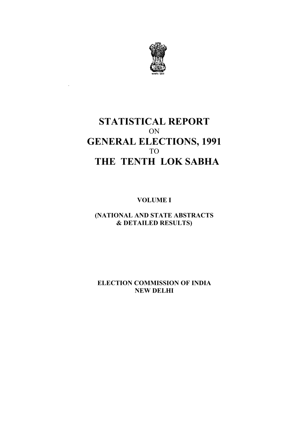 General Elections, 1991 to the Tenth Lok Sabha