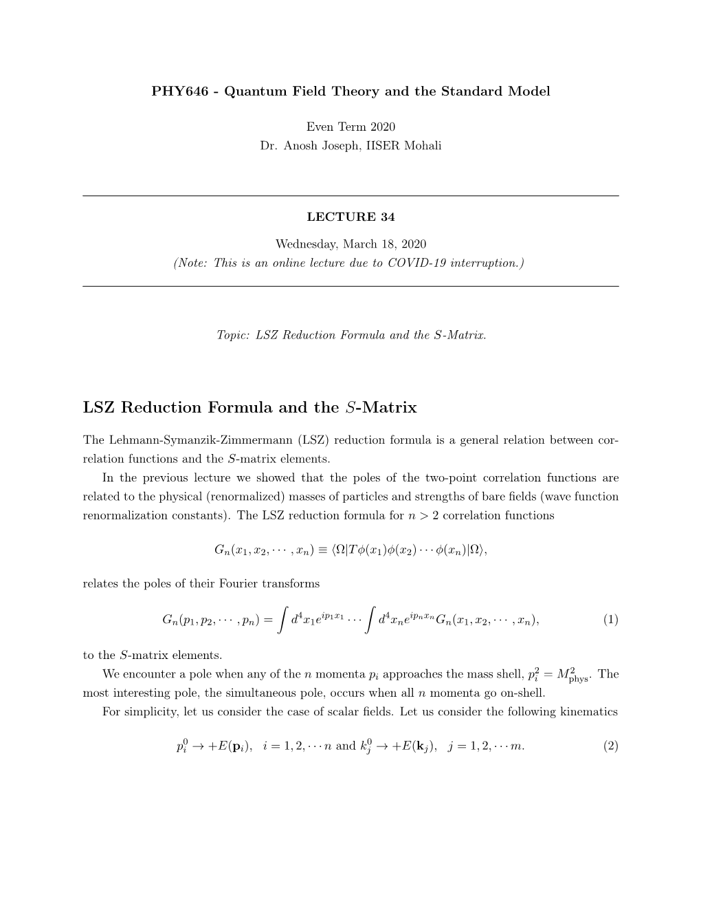 LSZ Reduction Formula and the S-Matrix