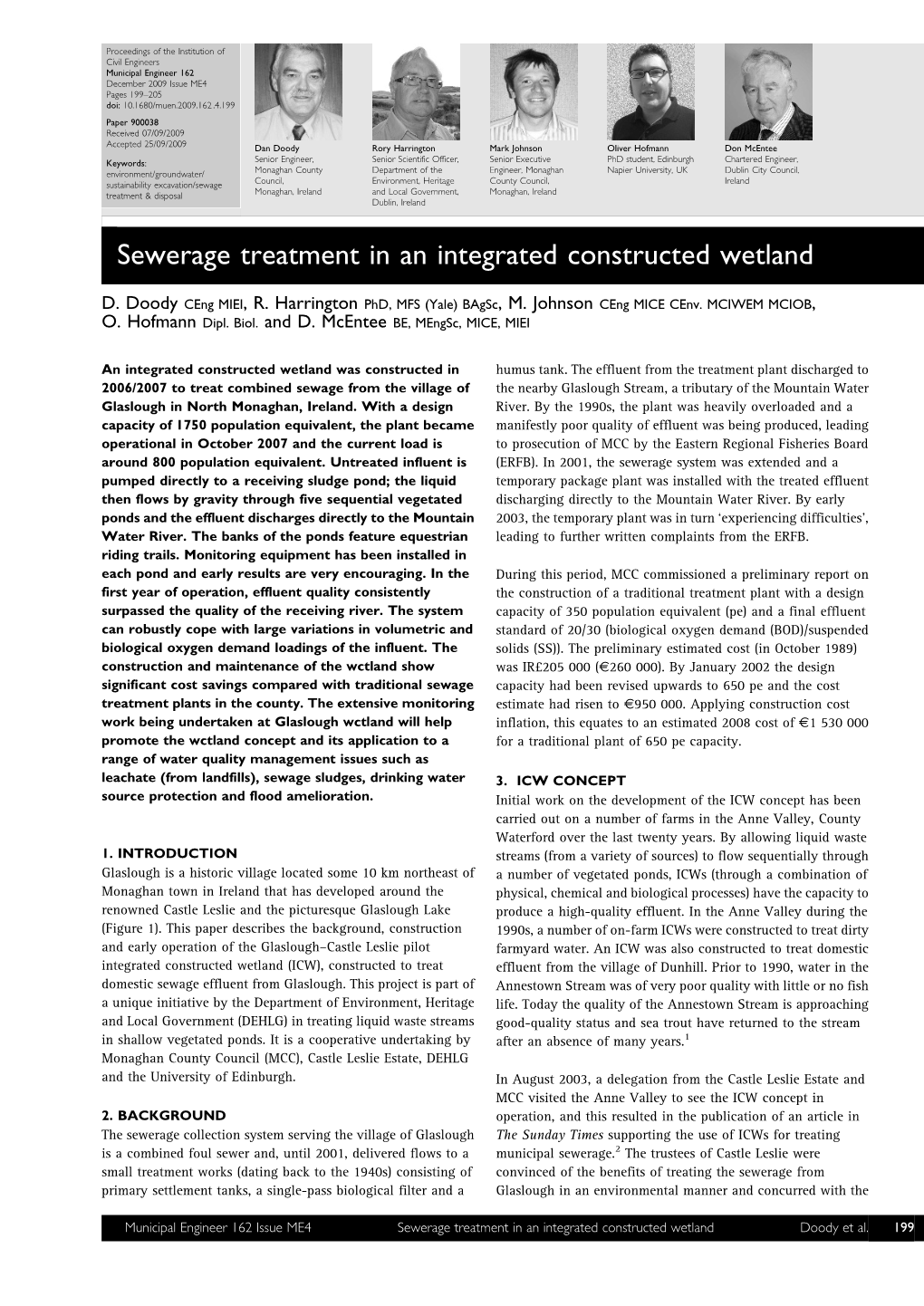Sewerage Treatment in an Integrated Constructed Wetland