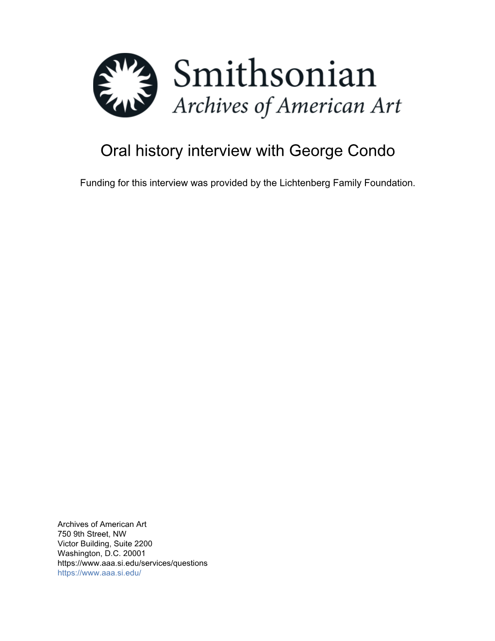 Oral History Interview with George Condo