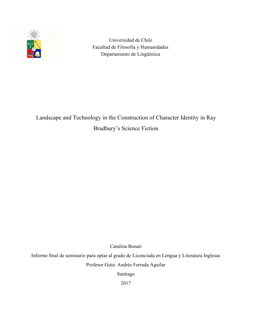 Landscape and Technology in the Construction of Character Identity in Ray Bradbury’S Science Fiction