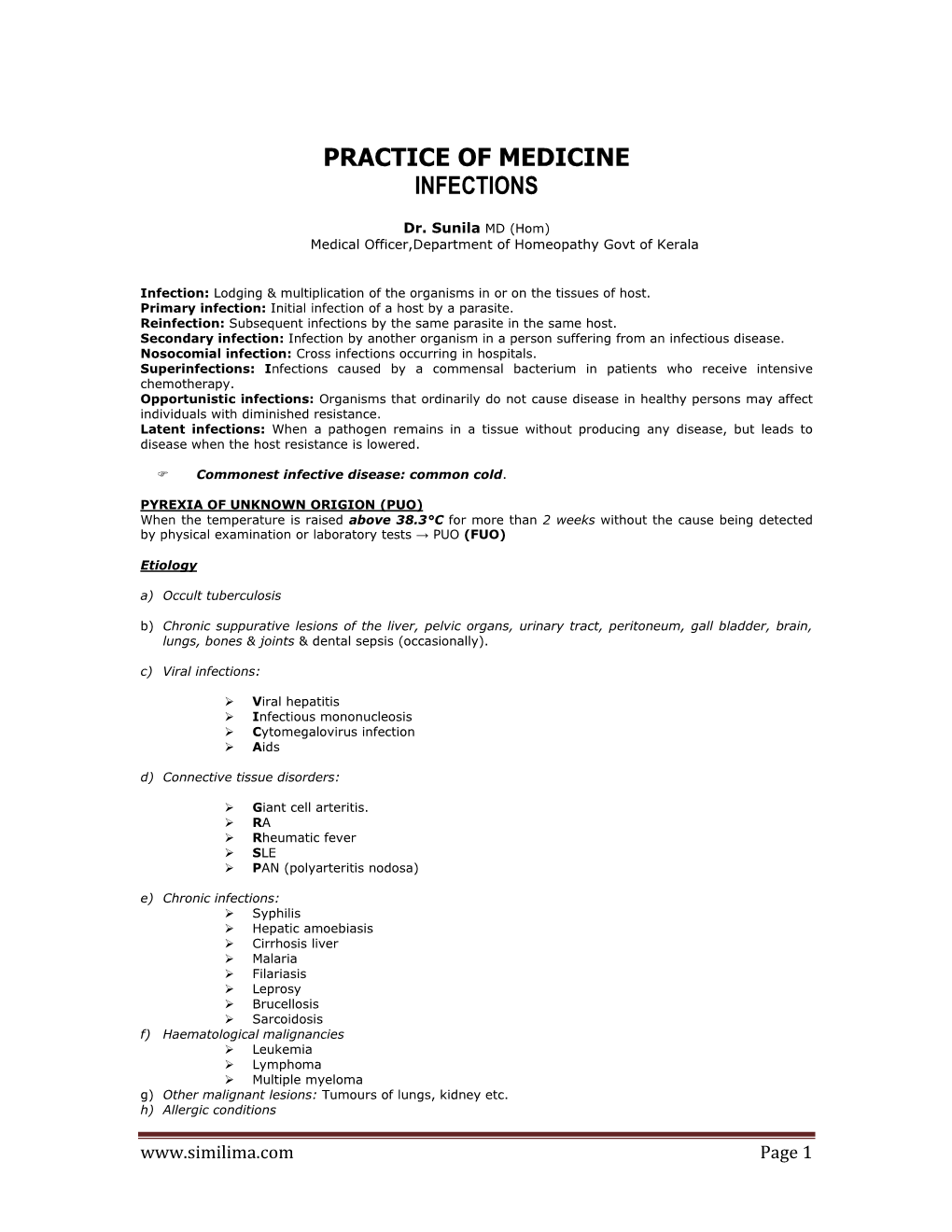 Practice of Medicine Infections