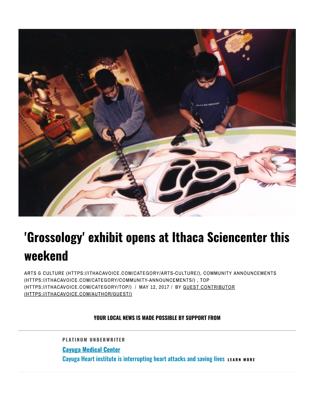 'Grossology' Exhibit Opens at Ithaca Sciencenter This Weekend