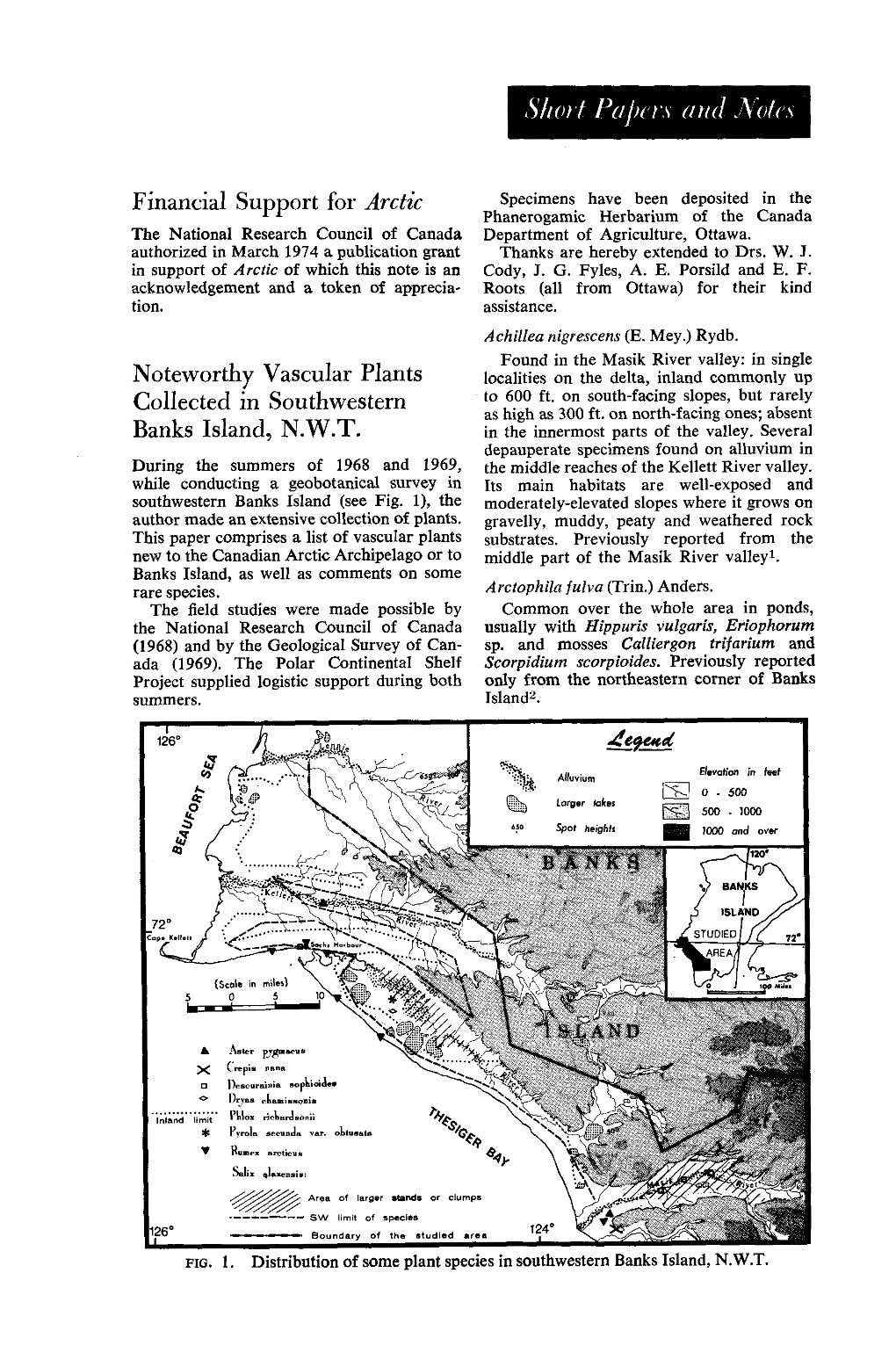 Noteworthy Vascular Plants Collected in Southwestern Banks Island, N.W.T