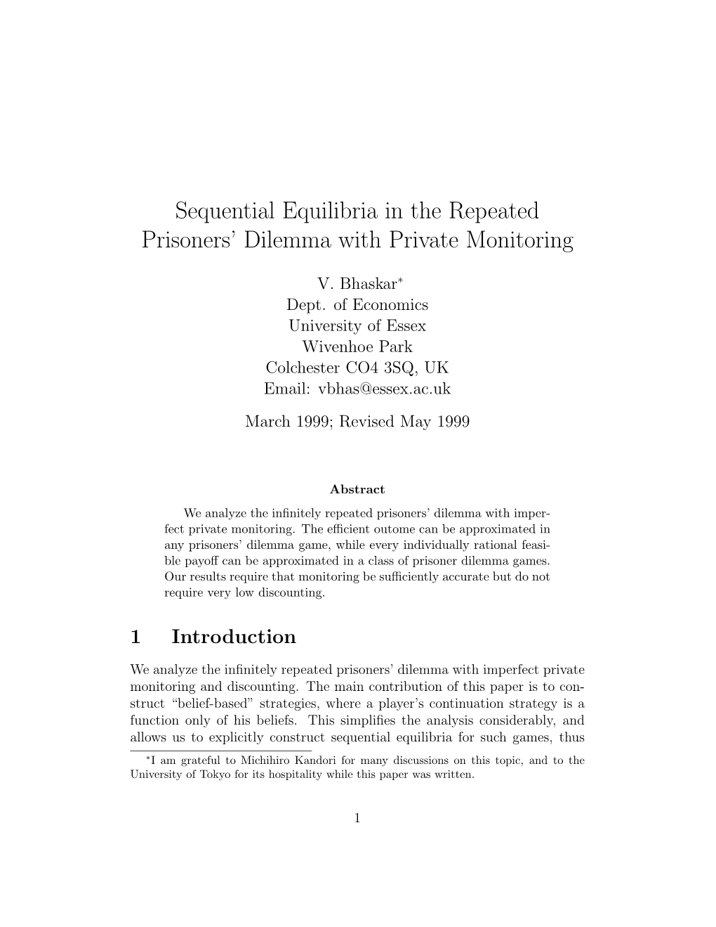 Sequential Equilibria in the Repeated Prisoners' Dilemma with Private