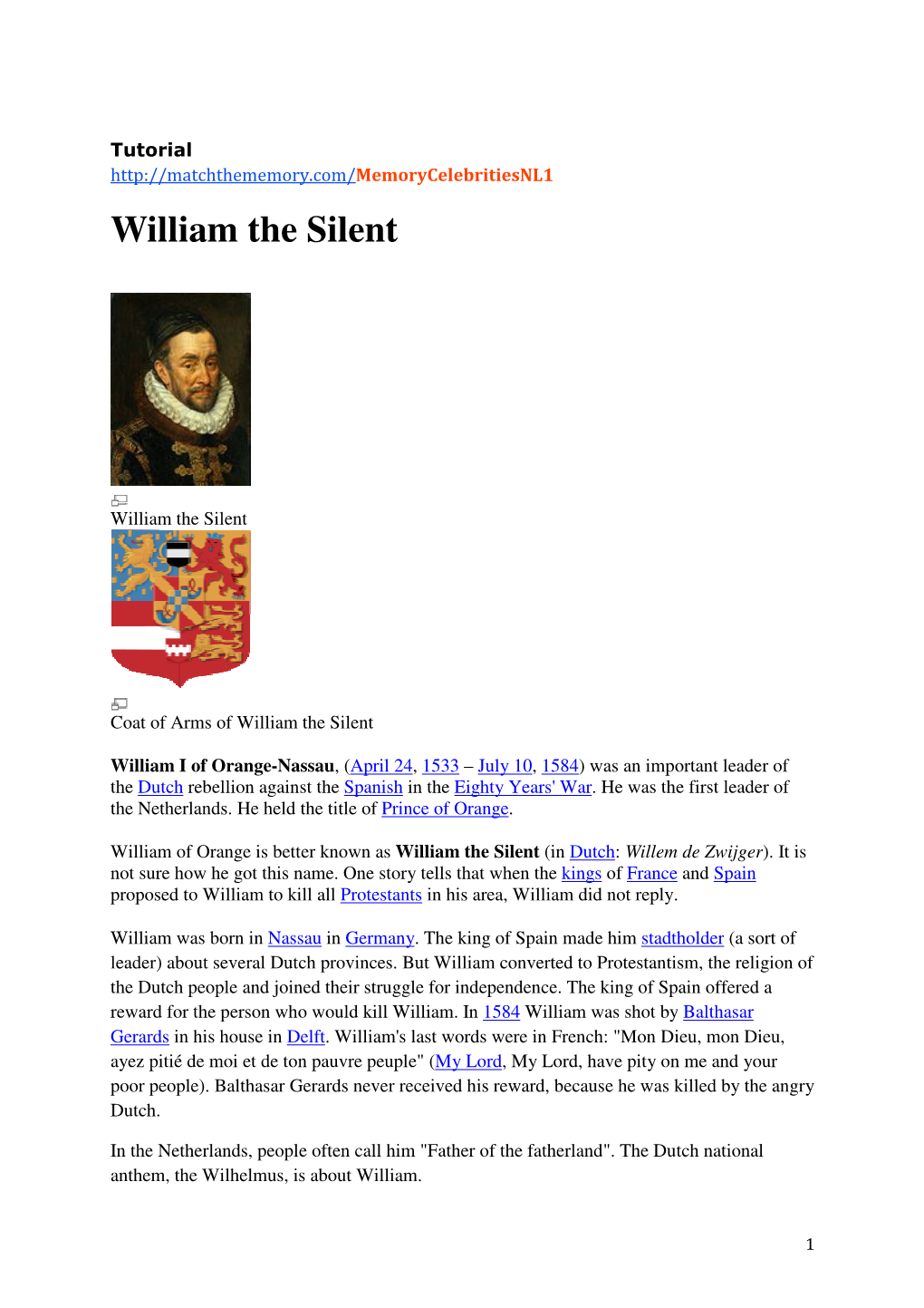 William the Silent Illiam the Silent