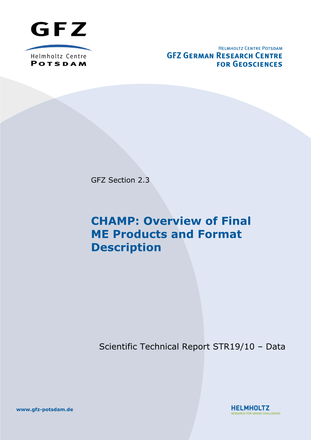 CHAMP: Overview of Final ME Products and Format Description