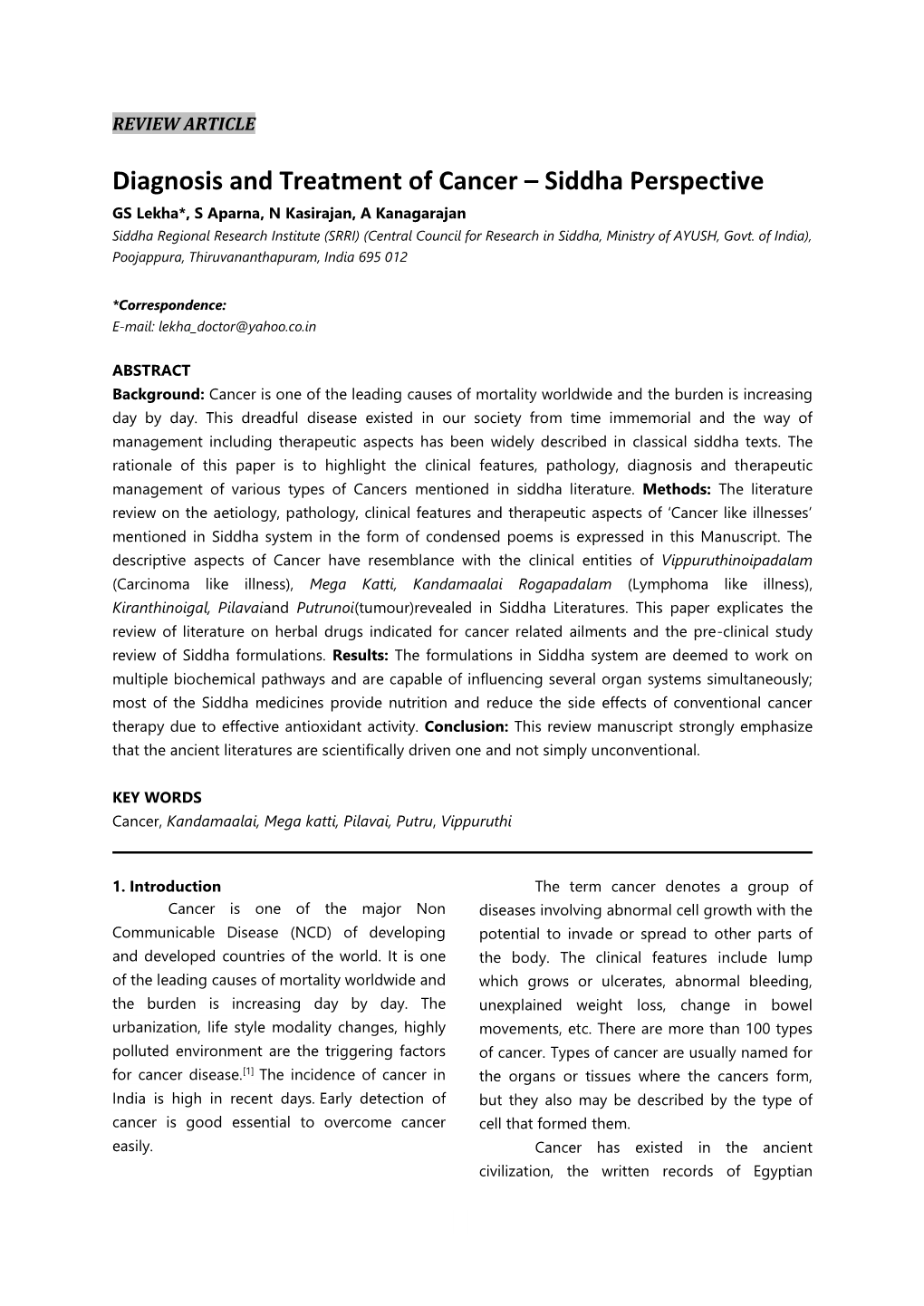 Diagnosis and Treatment of Cancer