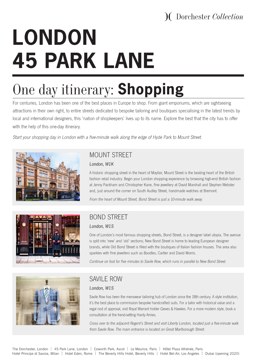 LONDON 45 PARK LANE One Day Itinerary: Shopping for Centuries, London Has Been One of the Best Places in Europe to Shop