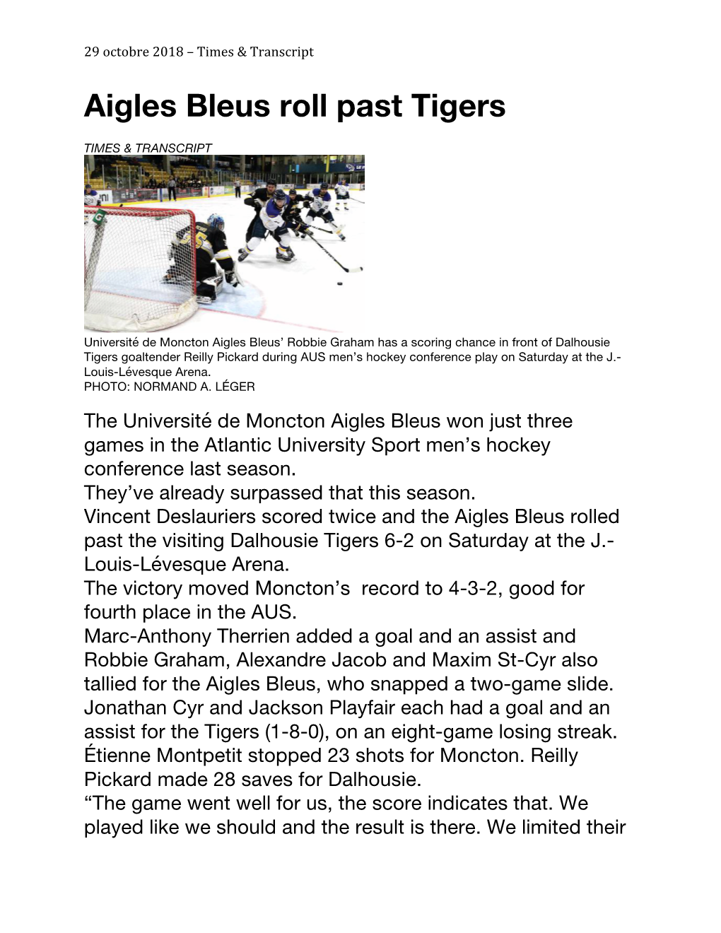 Aigles Bleus Roll Past Tigers