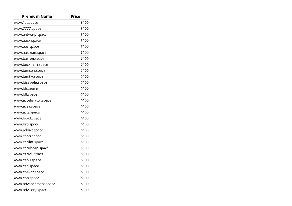 Premium Name Price -.Space Domain Names