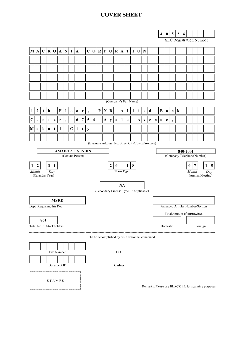 SEC Form 20-IS MAC 2015