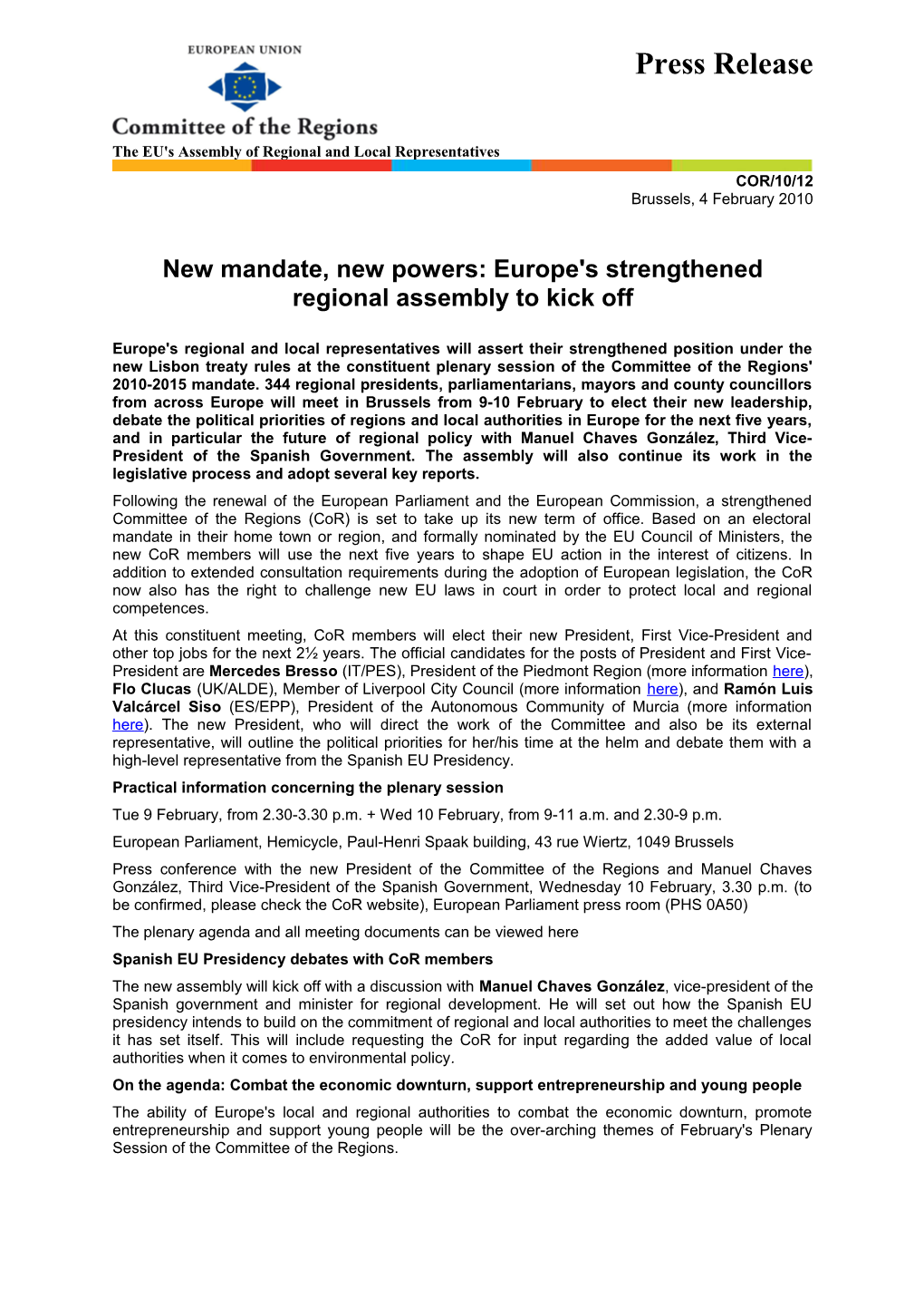 New Mandate, New Powers: Europe's Strengthened Regional Assembly to Kick Off